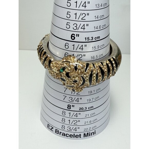 Vintage Chunky Gold Tone Statement Bangle Bracelet Size 7 Costume Jewelry - Picture 6 of 9